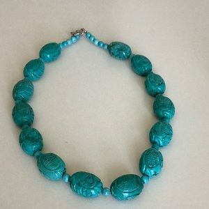 Carved Turquoise bead necklace
